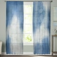 Abstract Modern Line Blue Tulle In Sheer Curtains For Living Room