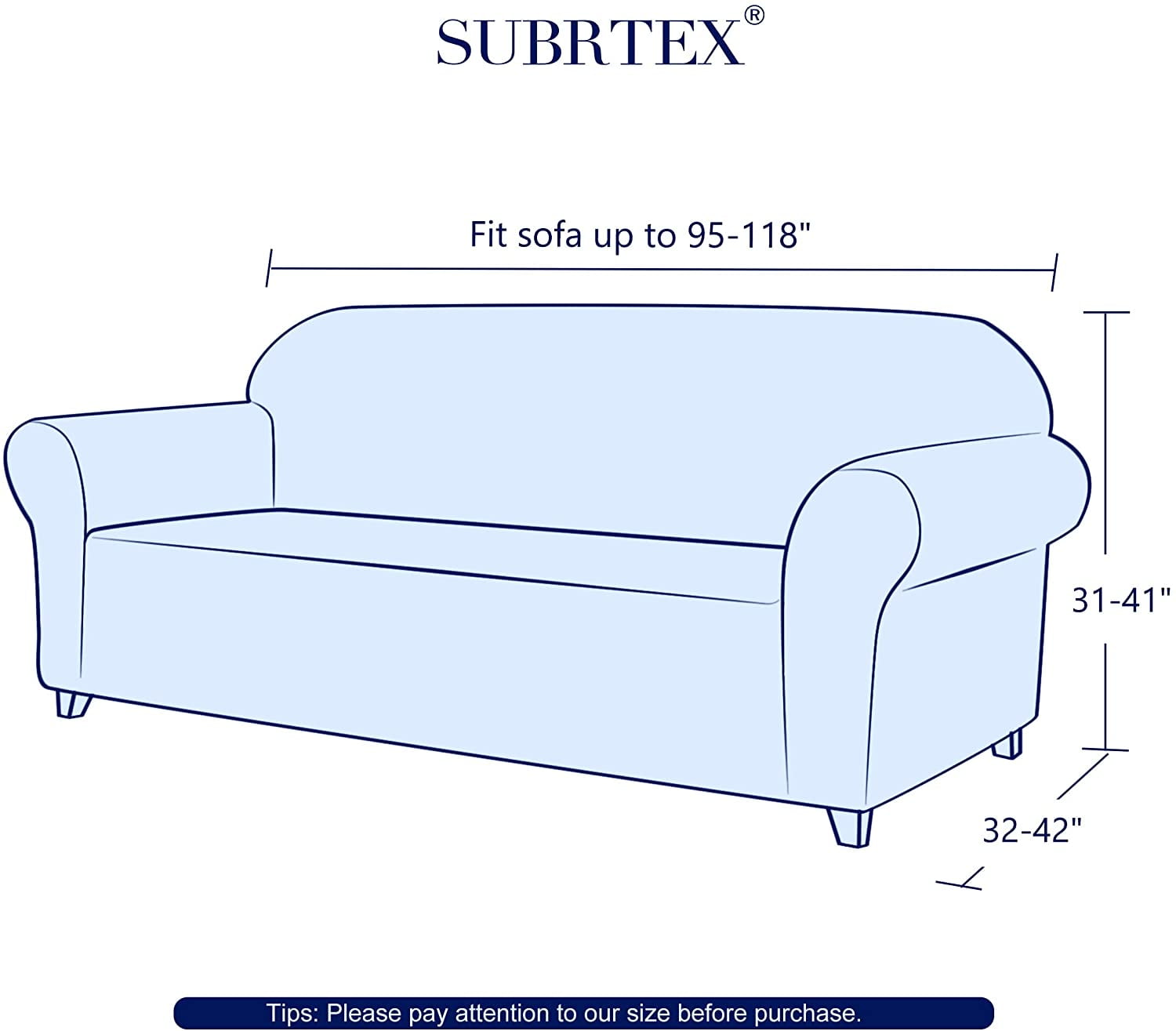 Wehilion One Piece High Stretch Couch Cover, Large Sofa Slipcover, fit seat, Machine Washable Spandex Jacquard Fabric, Non-Slip Furniture Protector