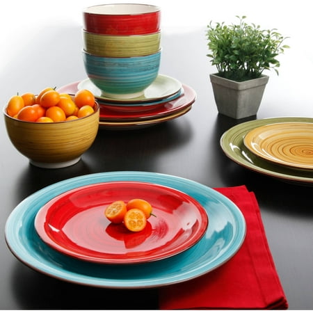 Better Homes & Gardens Festival Dinnerware, Assorted Colors, Set of