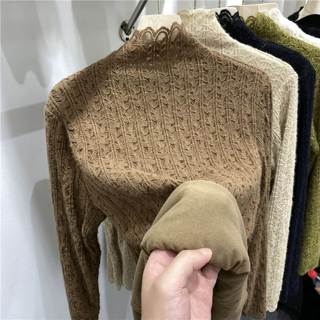 Chandail à Capuchon Chemises pour Femmes Mode Chaud Ample Manches Longues Blouse Col Rond Pull Décontracté Hauts Blouses Tenues de Vacances pour Femmes en Solde
