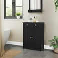 thumbnail image 7 of COCOKUN Bathroom Storage Cabinet with 1 Drawer and 2 Doors, Bathroom Floor Cabinet with Adjustable Shelf, Wooden Storage Units for Living Room, Entryway, Small Space, Black,1 Piece, 7 of 7