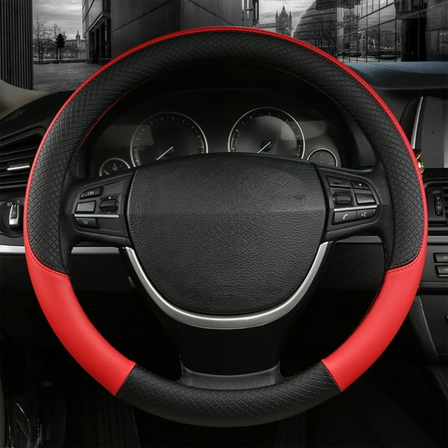 EGNMCR Steering Wheel Cover Car Steering Wheel Cover Leather Summer Four Season Handle Cover Breathable Available In Thousands Of Models Embossed For Foreign Trade Steering wheel leather cover