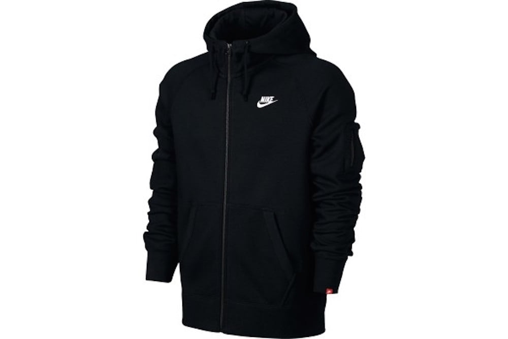 Nike Mens Fleece Full-Zip Hoodie Black/Black/White (XS) - Walmart.com