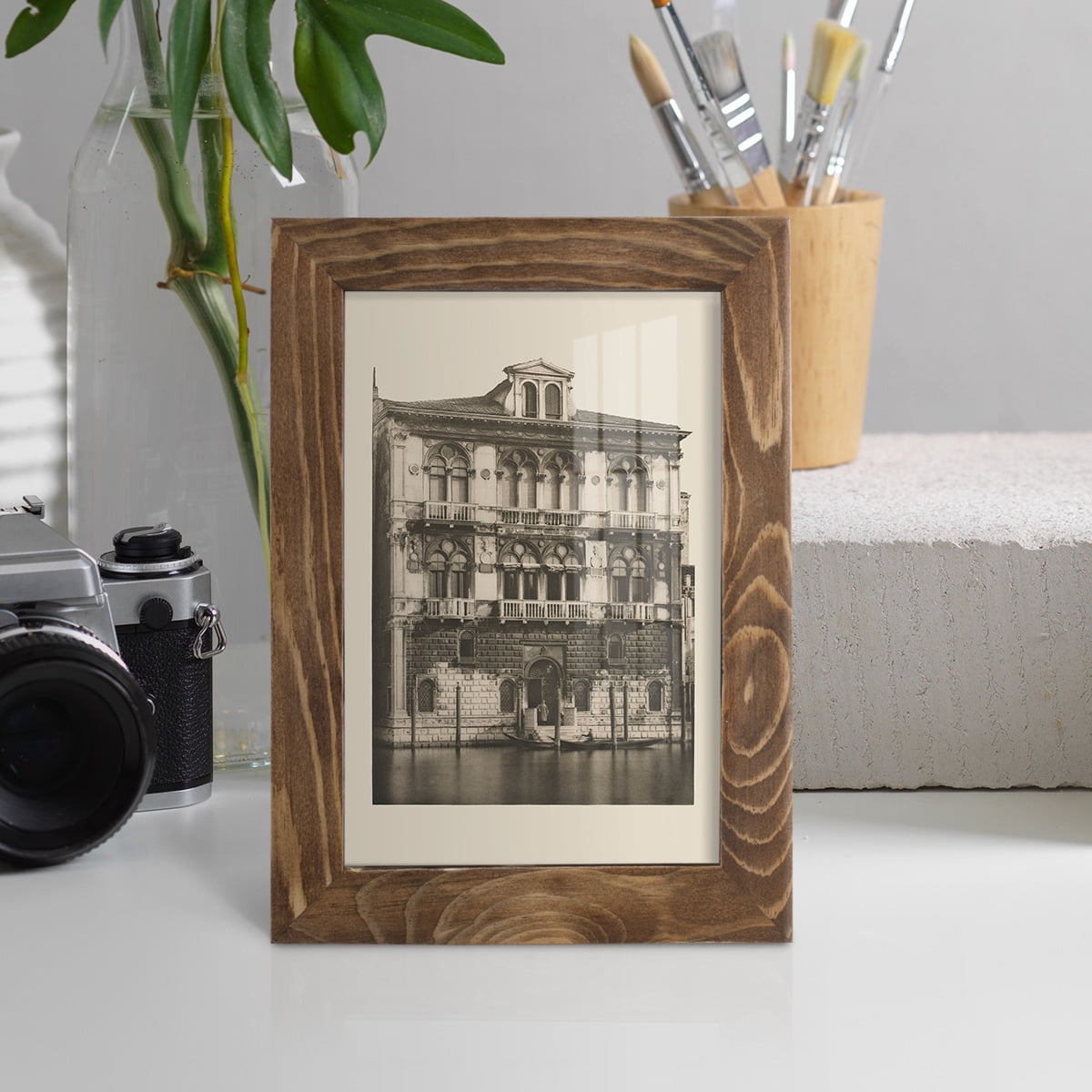 Vintage Views of Venice II - Framed Print w/glass - Walnut