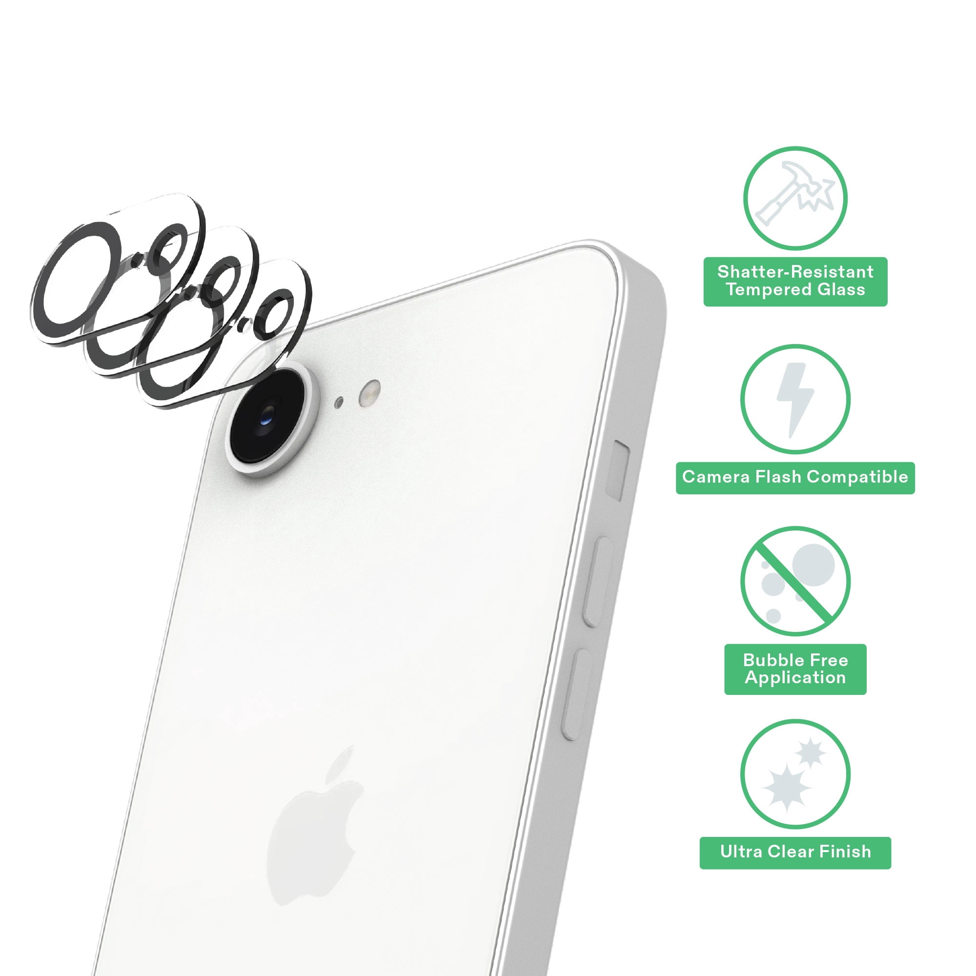 onn iPhone 17e / 16e Glass Screen Protector (3 Pack) and Camera Glass Screen Protector (3 Pack)