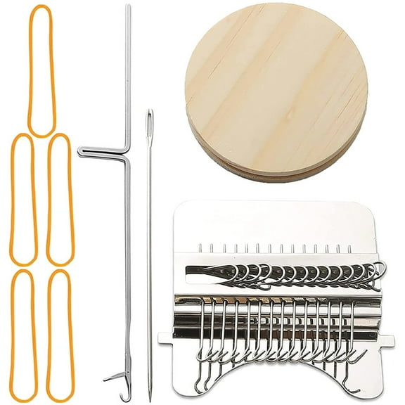 Miuline Darning Loom Speedweve Type Weave Tool 14 Hooks Convenient Small Weaving Loom Kit for Beginners Quickly Mending Jeans Repair Holes DIY Beautiful Weaving Arts on Clothes Socks