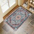 thumbnail image 4 of Bohemian Blue Floral Patterned Carpet Door Mat Welcome Door Mat for Front Door, Home Entrance, Yard, Floor, Patio, Non Slip Spring Summer Welcome Mat Indoor Outdoor Doormat 30"*17", 4 of 6