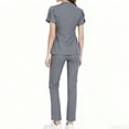 thumbnail image 4 of WULMLEO Womens Scrubs Outfits 2 Piece Short Sleeve Soft Comfortable Scrub Sets Stretch V Neck Trendy Nursing Workwear Tops and Pants Medical Working Petite Nurse Uniform Gray XS, 4 of 5