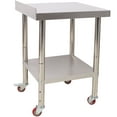 thumbnail image 2 of Stainless Steel Prep Table, 24 x 24 x 35-1/2 Inch, 440lbs Load Capacity Heavy Duty Metal Worktable with Backsplash Adjustable Undershelf & 4 Casters, 2 of 8