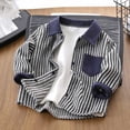thumbnail image 5 of Abtuhar Toddler Boys Fall Winter Hooded Casual Outerwear and Jackets Striped Long‑sleeve Shirt Style Coat for 0‑11 Years, 5 of 5