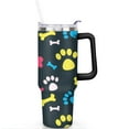 thumbnail image 2 of Paw Print Dog Lovers Tumbler 40oz - Vacuum Insulated Coffee Cup with Handle & Straw- Cute Gift for Female Dog Owners, 2 of 7