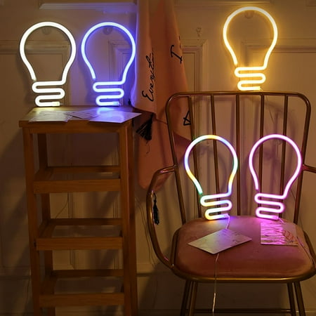 

WindC Colorful Rainbow Bulb Shape LED Neon Sign Light Lamp Decoration for Room