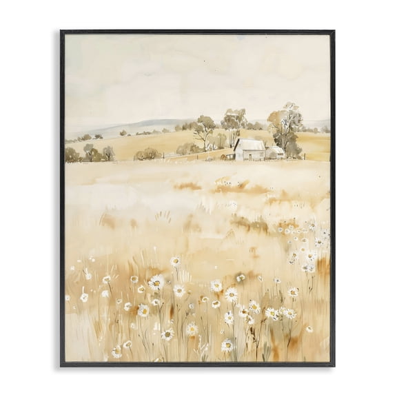 Stupell Industries Transitional Farm Country Meadow with Daisies Black Framed Giclee Art, 11 x 14, by Creative Studio