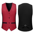 thumbnail image 4 of hoksml Men's Glitter V-Neck Suit Vest, 4 Button Slim Fit Formal Waistcoat with Adjustable Back Strap and Pockets, Wedding Party Dress Vest, 4 of 9
