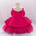 thumbnail image 6 of HUANBAI Toddler Girls' 1st Birthday Princess Dress With Bow & Tulle Skirt Strapless Flower Girl Party Gown For Baby 1 3 Years A-line Sundress 2-3 Years, 6 of 9