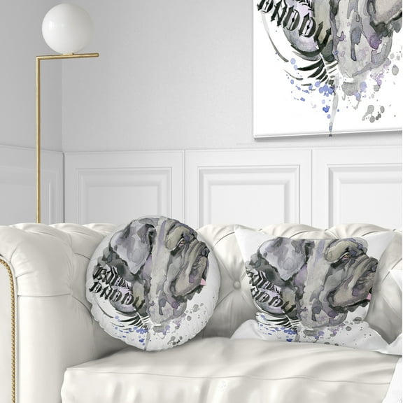 Designart Gray Dog Watercolor - Animal Throw Pillow - 12x20