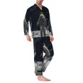 thumbnail image 2 of Salouo Astronaut Standing In The Moon Print Button-Front Long Sleeve Pajama Set for Men, Soft 2Pjs Men's Long Sleeve Sleepwear-X-Large, 2 of 7