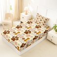 thumbnail image 2 of Manfei Kawaii Dog Paw Twin Fitted Sheet, Cartoon Bone Print Bedding, Beige Brown, 2-Piece, 1 Fitted Sheet and 1 Pillowcase, 2 of 6