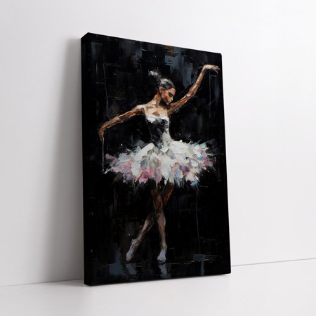 Velto Ballerina Shining At The Night Canvas Art - Elegant Dance Wall Decor, Perfect Valentine'S Day Gift Canvas, 16x24 0.75-Inch Pine Wood Frame