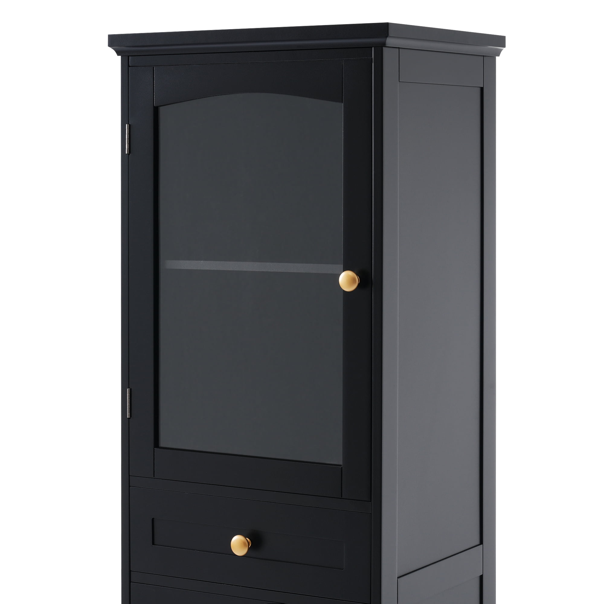 MAYEERTY 63" Freestanding Tall Bathroom Storage Cabinet - With Glass Doors, Tall Storage Solution for Bathrooms