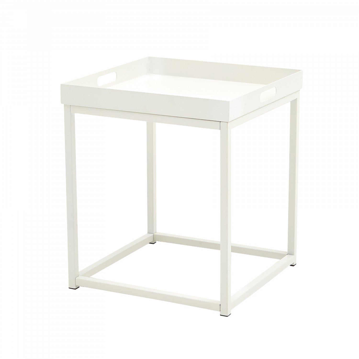 White Vintage Cocktail Side Table, Rustic 19 Inch Side Table With