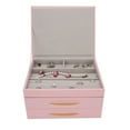 thumbnail image 2 of Jewelry Box PU Large Capacity Multi-Layers Jewelry Rings Earrings Storage CasePink, 2 of 13