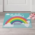 thumbnail image 2 of Personalized Planet 27x18 Girls Rainbow Bedroom Doormat with Custom Name Printed on Blue Rectangular 1/4” Thick Non Slip Mat with Clouds and Hearts Design, 2 of 6