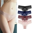 thumbnail image 3 of Women's Lace Underwear Cheeky Panty Breathable Bikini Panties, 4 Packs, 3 of 7
