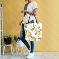 thumbnail image 4 of FORMRS Womens Canvas Tote Bag with Zipper Inner Pocket Shoulder Handbag, White Watercolor Oranges, 4 of 7