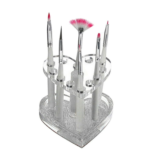 WEUVEB 2Pcs Heart Shaped Lip Liner Organizer Acrylic Makeup Brush Holder for Cosmetics Storage
