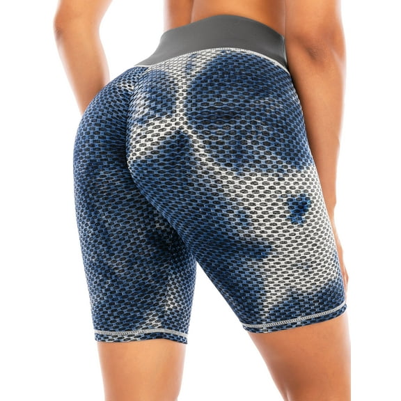 FUTATA High Waist Yoga Shorts For Women Tummy Control Athletic Workout Running Shorts Texture Sports Bike Leggings Tights Half Pants
