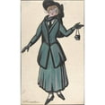 thumbnail image 2 of Sergey Yurievich Sudeikin 11x14 Gold Ornate Wood Frame and Double Matted Museum Art Print Titled - Woman Wearing a Blue-Green Suit, 2 of 4