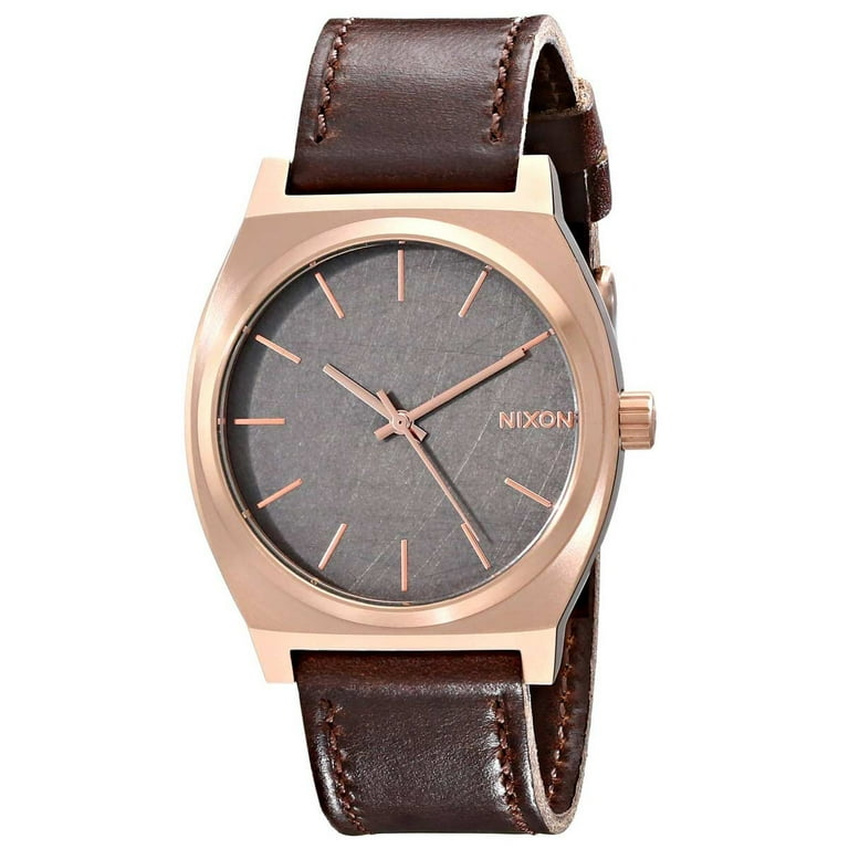 Nixon Men's A0452001 Time Teller Rose Gold Gunmetal Brown Leather