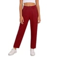 thumbnail image 2 of Girls School Uniform Pants Classic Khaki Straight Leg Flat Front Stretch Twill Trousers Chino Slacks Kids Red, 2 of 9