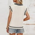 thumbnail image 6 of RMGVDSD Womens Tops V Neck Oversized Sweaters Vest Sleeveless Knit Pullover Striped Sweater Casual Tennis Top Solid Color Trendy Casual Fall Sweater /White, 6 of 6