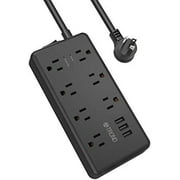 TROND Surge Protector Power Bar With 3 USB Ports, 7 Widely-Spaced AC Outlets, Flat Plug Power Strip, 1700 Joules Surge