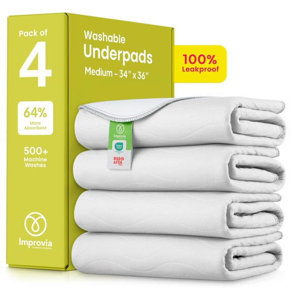 IMPROVIA Empapadores Lavables Medianos 86x91 cm, paquete de 4