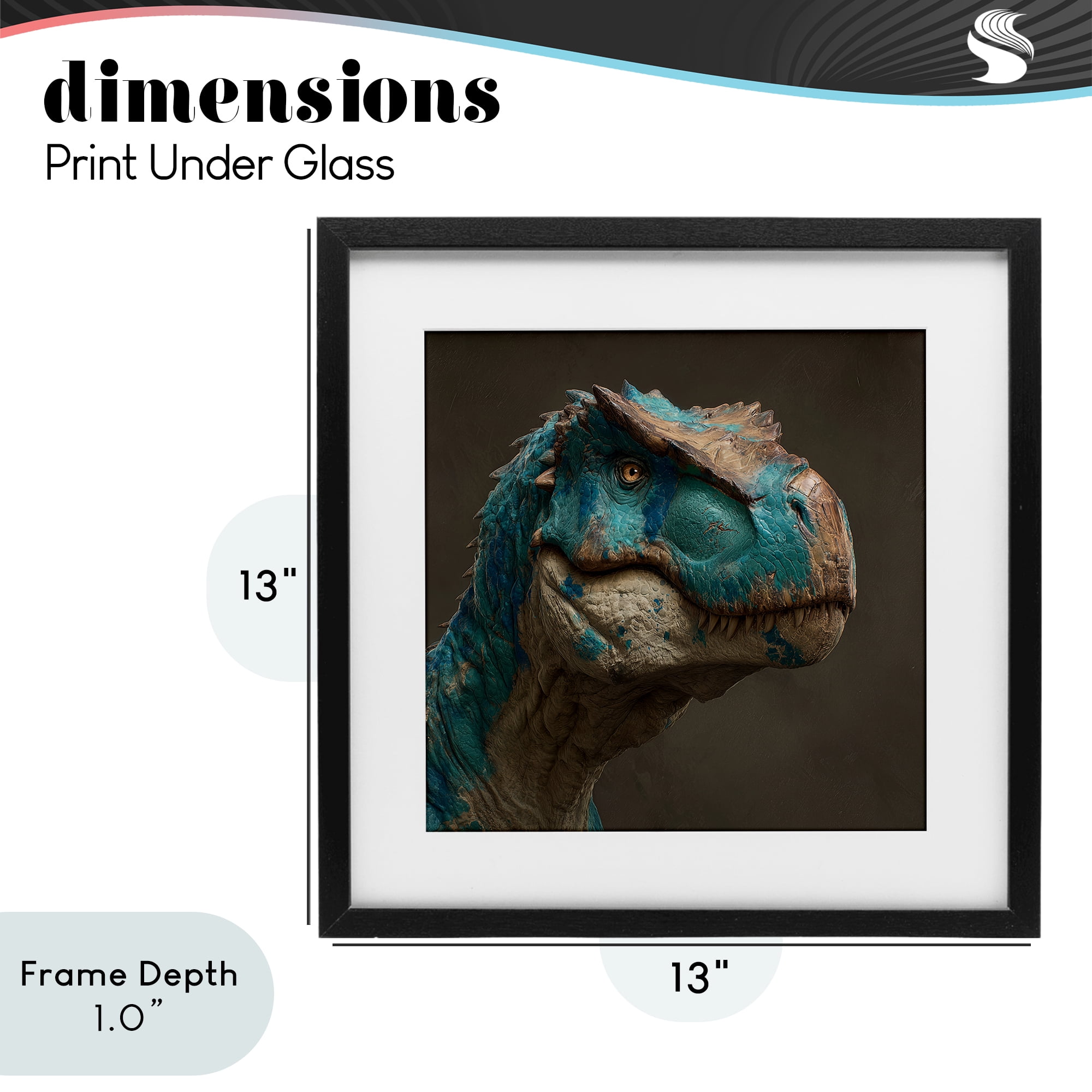 Stupell Industries Cerulean Scaled Dinosaur Detail Black Framed Print Under Glass, design by Wumples