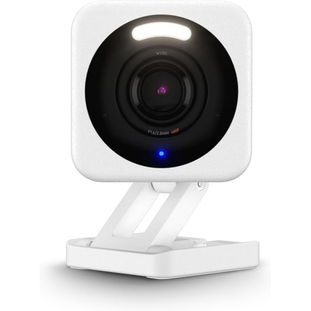 Cámara de Seguridad WYZE Cam v4, Inteligente HD 2K, para Interiores y Exteriores, Visión Nocturna en Color, Audio Bidireccional, Almacenamiento Local o en la Nube, con Cable, Color Blanco