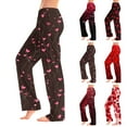 thumbnail image 5 of Women's Casual Fashion Comfort Pajama Pants, Print Drawstring Pants Full Length Long, Love Valentine's Day Pattern Lounge Pants,Wine,2XL, 5 of 6