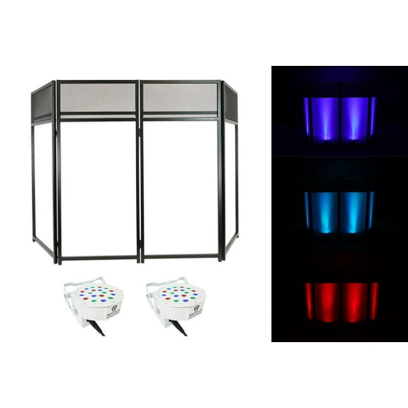 Rockville ROCKBOOTH Outdoor Backyard Party Pro DJ Booth Facade 2 Scrims 2 Lights