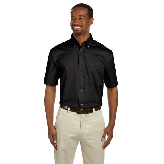 Harriton M500S Men's Easy Blend Short-Sleeve Twill Shirt with Stain-Release