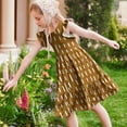 thumbnail image 6 of Eltusu Casual Dresses for Girls, Crewneck Printed Ruffle Sleeve Short Sleeve Summer Dress Yellow Size 5-6 T, 6 of 7