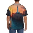 thumbnail image 3 of Sikiie Lighthouse At Sunset Coast Men's Cuban Shirt, Hawaiian Shirts, Business Casual Button Down Shirts, Short Sleeve Shirt-XX-Large, 3 of 5