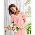 thumbnail image 2 of Ekouaer Nightgowns for Women Cotton House Dress with Pockets Short Sleeve Mumu Dress Embroidered Lounge Dress, 2 of 6