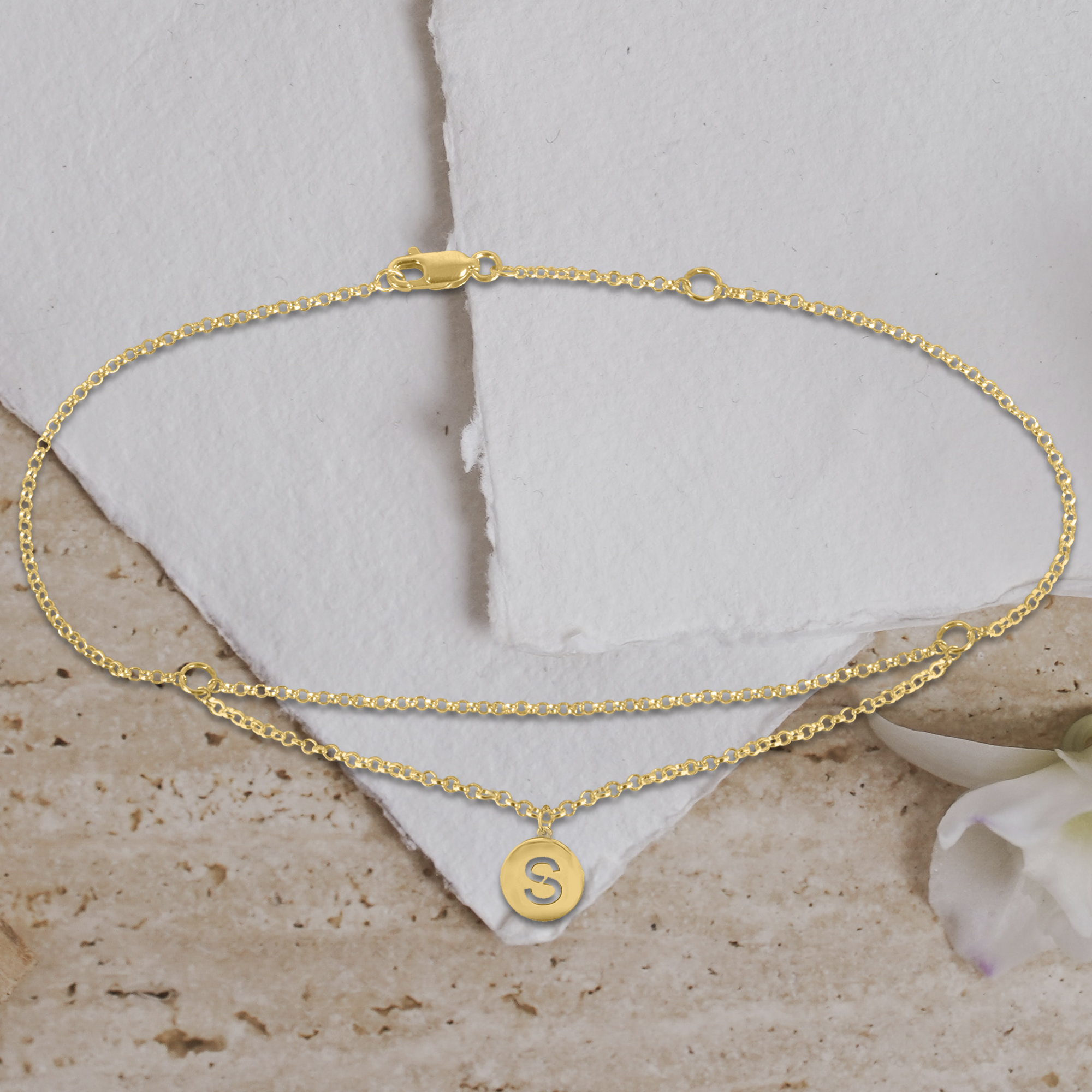 Floating Initial Anklet