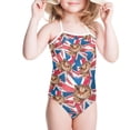 thumbnail image 2 of SEANATIVE Size 1-2 One Piece Bathing Suit Elastic British Flag Cats Lace Up Swimsuit for Kids Girls Comfortable Kids Beach Swimwear Girls, 2 of 5