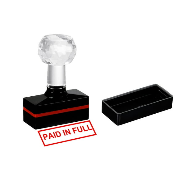 Sello de oficina autoentintado Uxcell negro de plástico con tinta roja, sello de mensaje preentintado 1.8'' x 0.8'' pagado en su totalidad