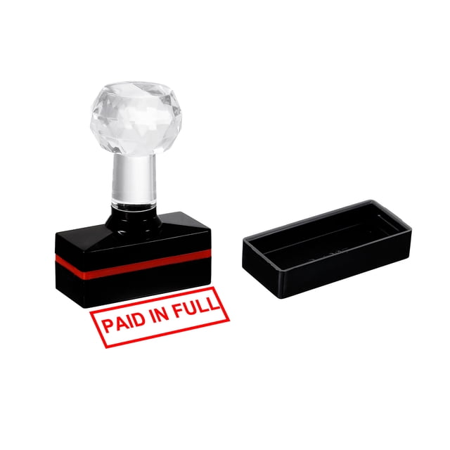 Sello de oficina autoentintado Uxcell negro de plástico con tinta roja, sello de mensaje preentintado 1.8'' x 0.8'' pagado en su totalidad