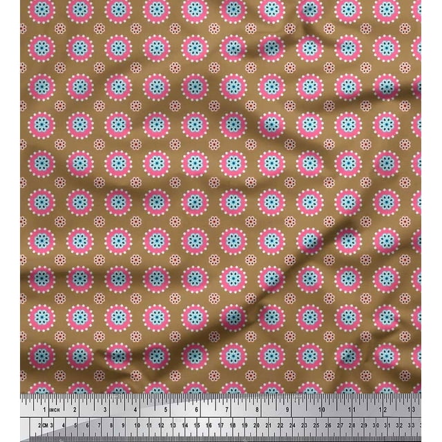 Soimoi Modal Satin Fabric Flower Artistic Print Sewing Fabric Yard 42 Inch Wide